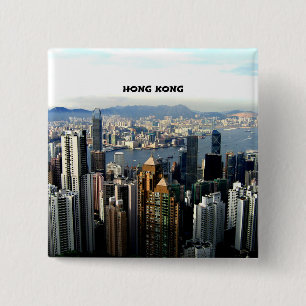 Hong Kong Cityscape 15 Cm Square Badge