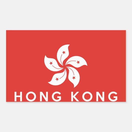 hong kong country flag symbol name text rectangular sticker ...