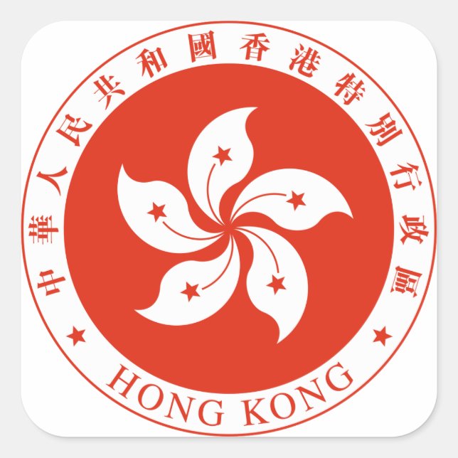 hong kong emblem square sticker (Front)