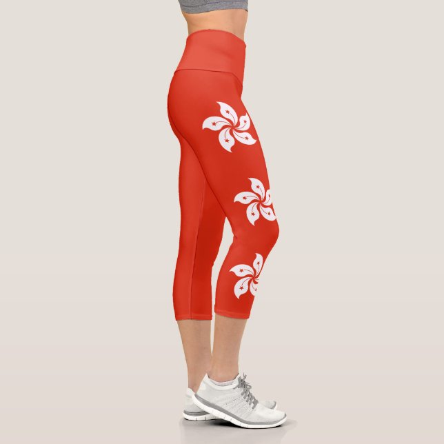Hong Kong Flag Capri Leggings (Right)