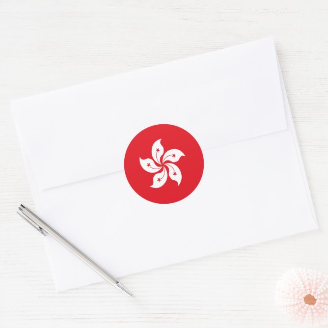 Hong Kong flag Classic Round Sticker (Envelope)