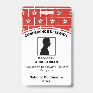 HONG KONG FLAG Customised Logo Photo ID Name Badge