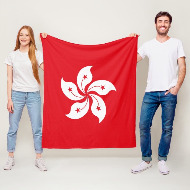 Hong Kong flag Fleece Blanket (In Situ)