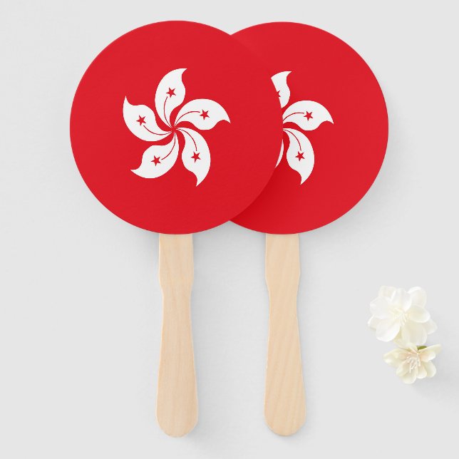 Hong Kong flag Hand Fan (Front and Back)