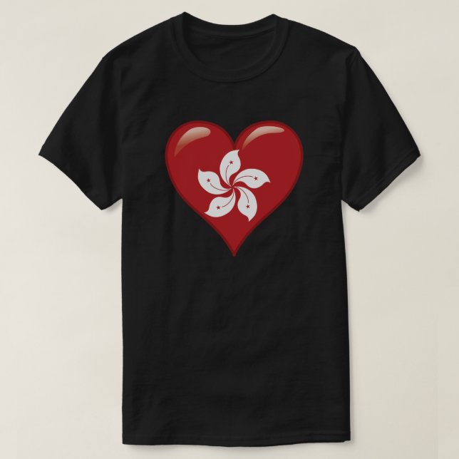 Hong Kong Flag Heart T-Shirt (Design Front)