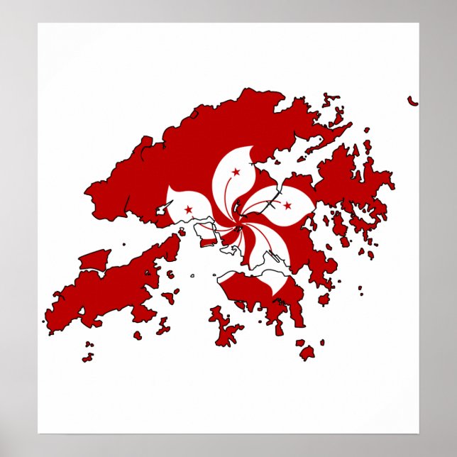Hong Kong Flag Map full size Poster (Front)