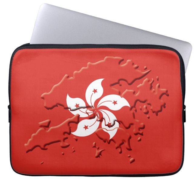 HONG KONG Flag Map Patriotic Computer Laptop Sleeve (Front)