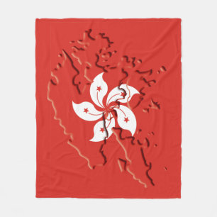 HONG KONG FLAG MAP Patriotic Fleece Blanket