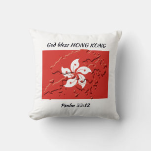 HONG KONG FLAG Patriotic Scripture Custom WHITE Cushion