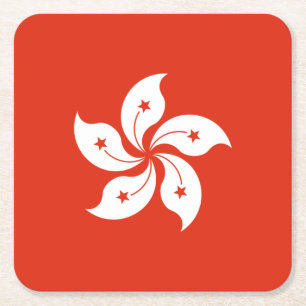 Hong Kong Flag Square Paper Coaster