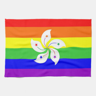 hong kong gay proud rainbow flag homosexual tea towel