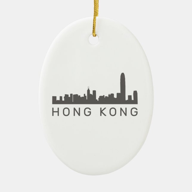 Hong Kong Gift HK Skyline Gift Ceramic Ornament (Front)