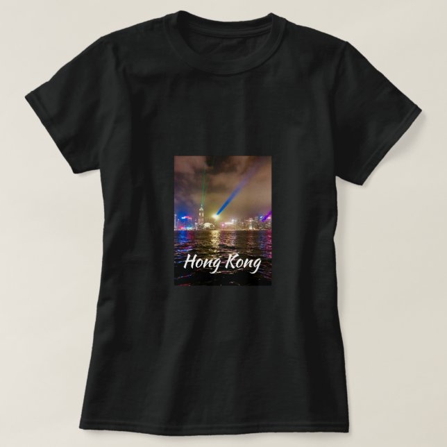 Hong Kong Harbour city lights travel T-Shirt (Design Front)