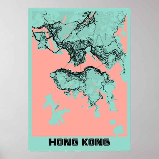 Hong Kong - Hong Kong Peony City Map Poster (Front)