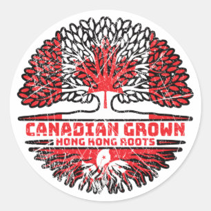 Hong Kong Hongkong Canadian Canada Tree Roots Flag Classic Round Sticker