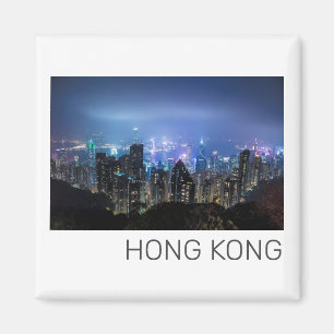 Hong Kong Island Skyline Panorama Night Souvenir Magnet