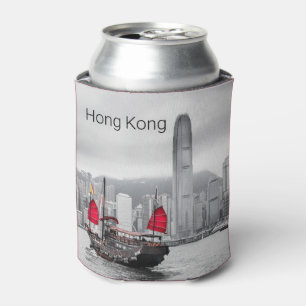 Hong Kong Island Skyline Vintage Panorama Souvenir Can Cooler