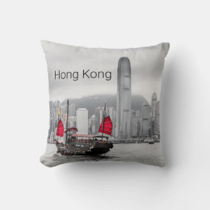 Hong Kong Island Skyline Vintage Panorama Souvenir Cushion