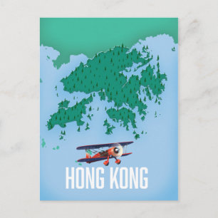 Hong Kong Map Postcard