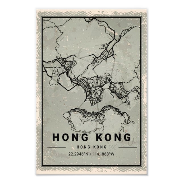 Hong Kong map print poster canvas (Front)