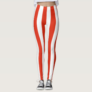 Hong Kong National Flag Colours Vertical Striped Leggings