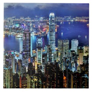 Hong Kong night skyline Ceramic Tile