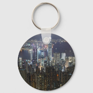 Hong Kong Night Skyline Key Ring