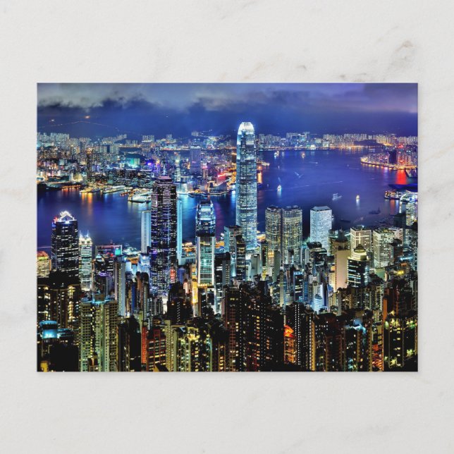 Hong Kong night skyline Postcard (Front)