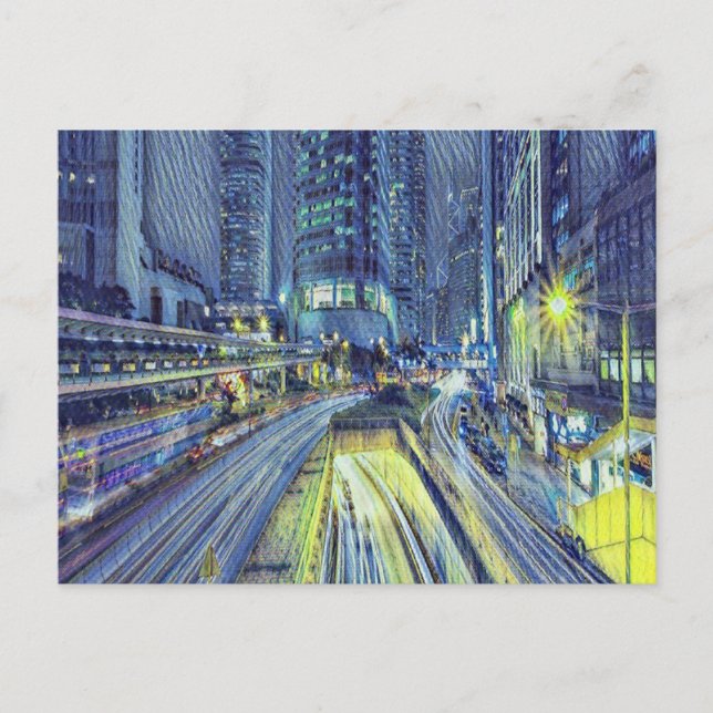 Hong Kong night time Postcard (Front)