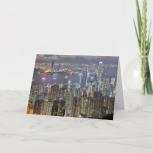 Hong Kong Night time skyline Greeting Card