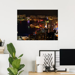 Hong Kong Nightscape Travel Poster