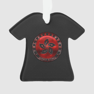 Hong Kong Orchid Flower on Carbon Fibre Print Ornament