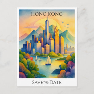 Hong Kong personalized Save the Date Postcard