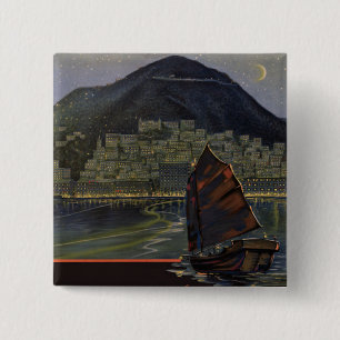 Hong Kong ~ Riviera of the Orient 15 Cm Square Badge