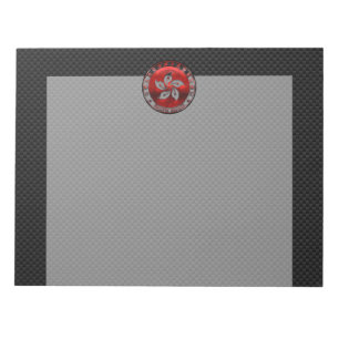 Hong Kong Ruby Orchid Inlay on Carbon Fibre Print Notepad