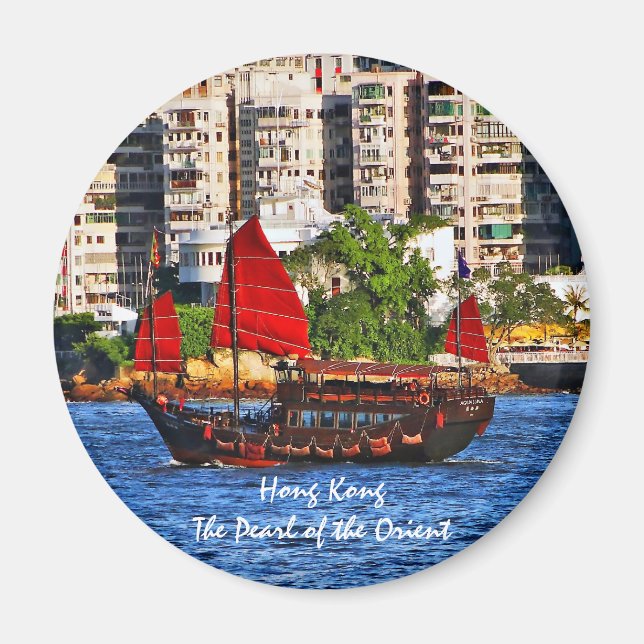 Hong Kong Sampan The Pearl of the Orient Magnet (Front)