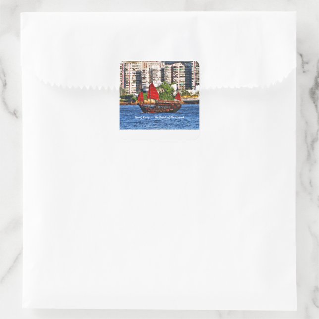Hong Kong Sampan The Pearl of the Orient Square Sticker (Bag)