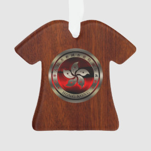 Hong Kong Seal inlay on Mahogany Print Ornament