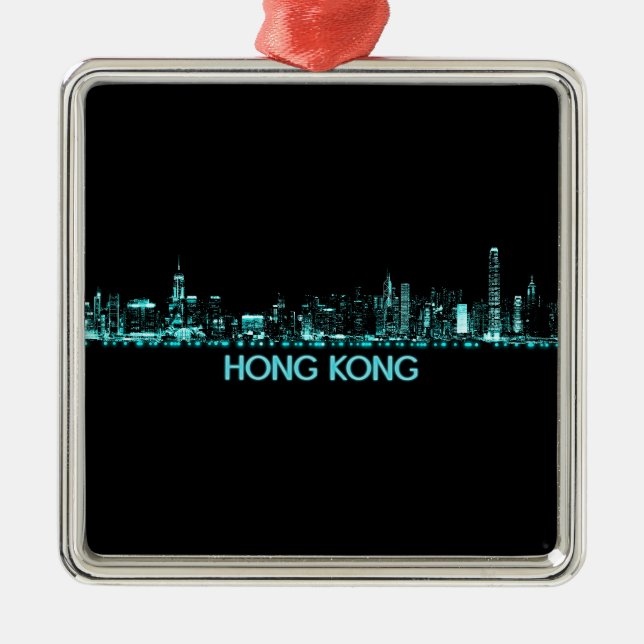 Hong Kong Skyline Metal Ornament (Front)