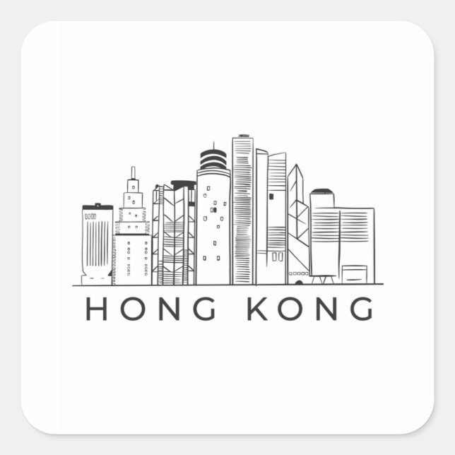 Hong kong skyline square sticker (Front)