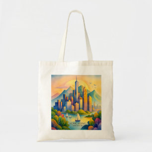 Hong Kong Skyline Watercolor   Travel Gif Tote Bag