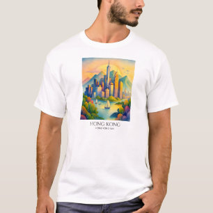Hong Kong Skyline Watercolor   Travel  T-Shirt