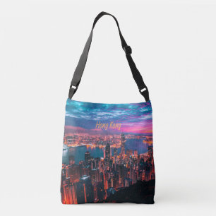 Hong Kong Skyscraper Skyline Night Lights Crossbody Bag