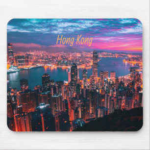 Hong Kong Skyscraper Skyline Night Lights Mouse Pad