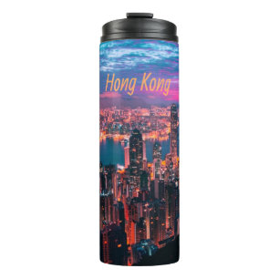 Hong Kong Skyscraper Skyline Night Lights Thermal Tumbler