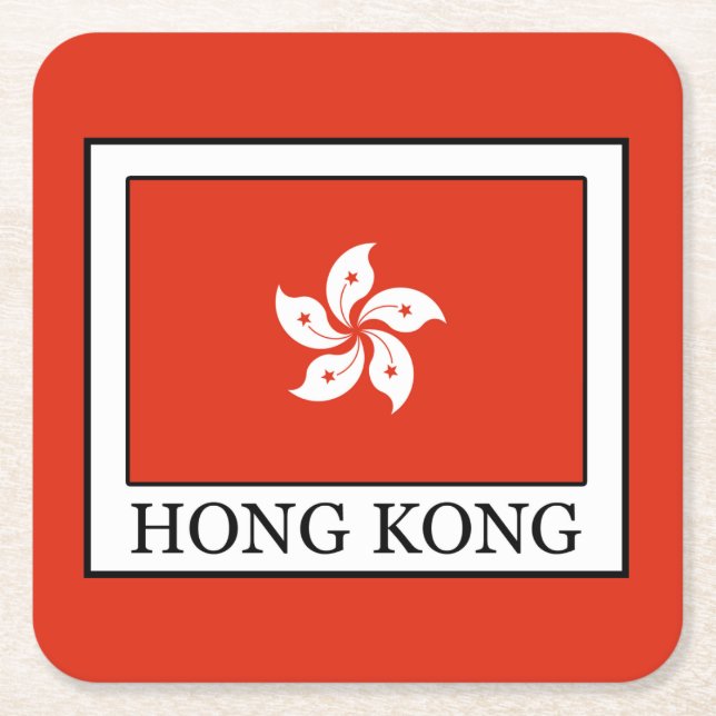 Hong Kong Square Paper Coaster (Front)