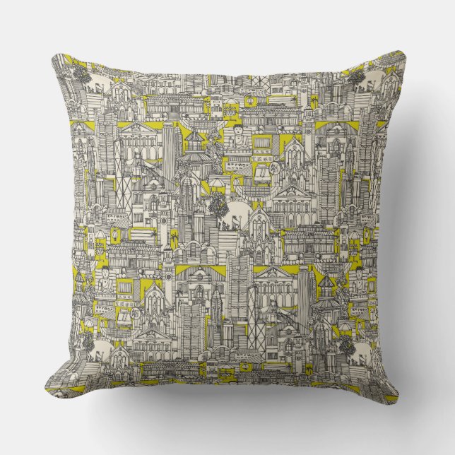 Hong Kong toile de jouy chartreuse Cushion (Front)