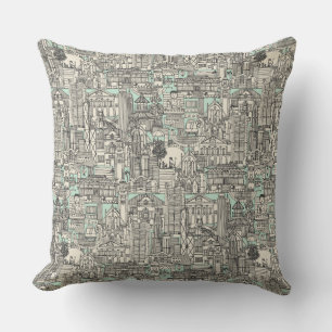 Hong Kong toile de jouy mint Cushion