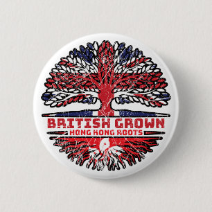 Hong Kong Uk United Kingdom British Tree Roots 6 Cm Round Badge