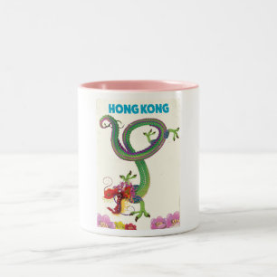 Hong Kong Vintage style travel poster Two-Tone Coffee Mug